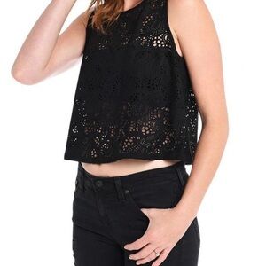 BB Dakota Black Crop Lasercut Sleeveless Tank Shirt Top M